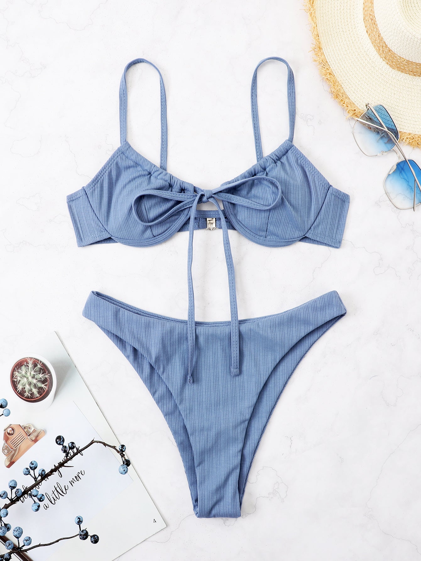 Wholesale bikini Solid Color Sexy Split Swimsuit